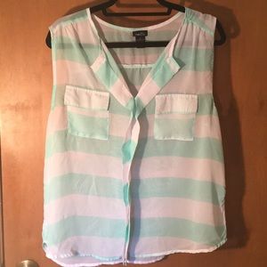 White and mint green stripped tank
